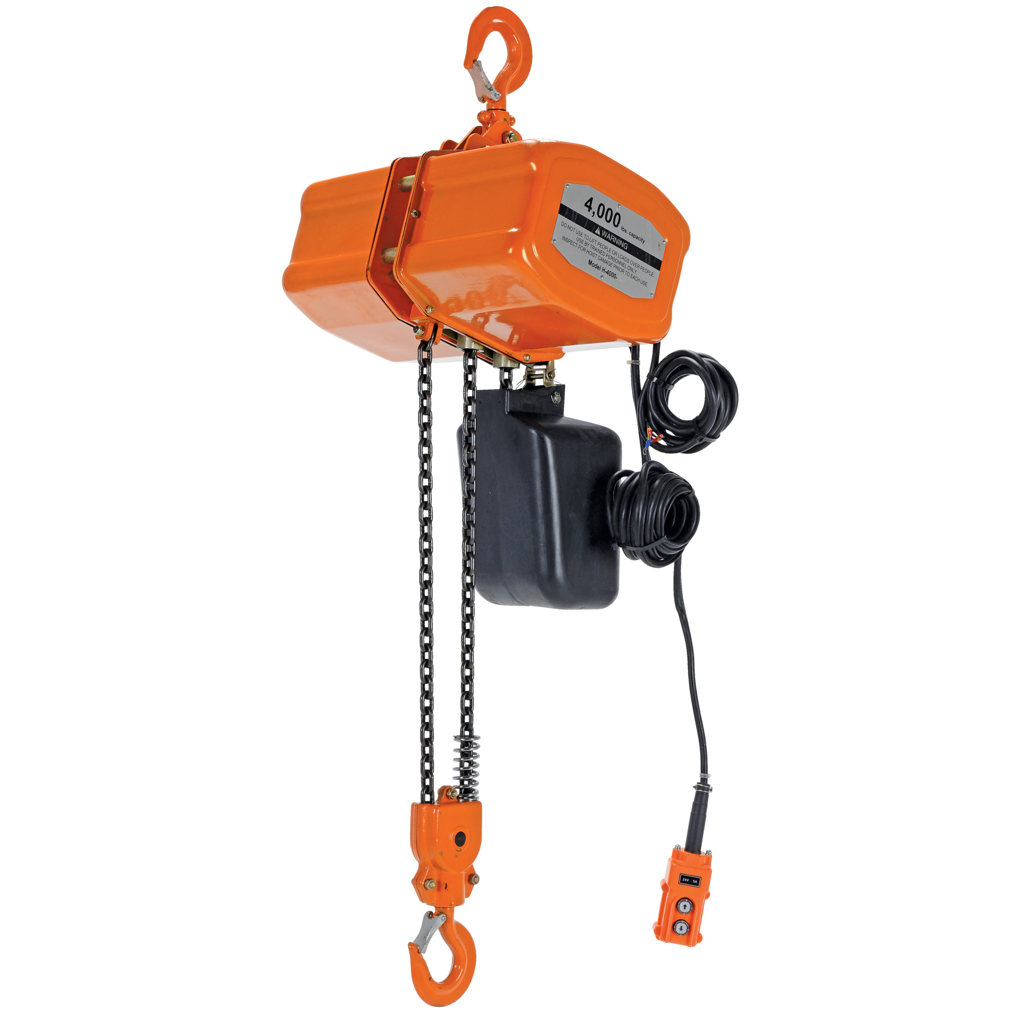Vestil Economy Chain Hoist - 4000 Lb. Capacity, Manual Trolley, 3-Phase, Model# H-4000-3